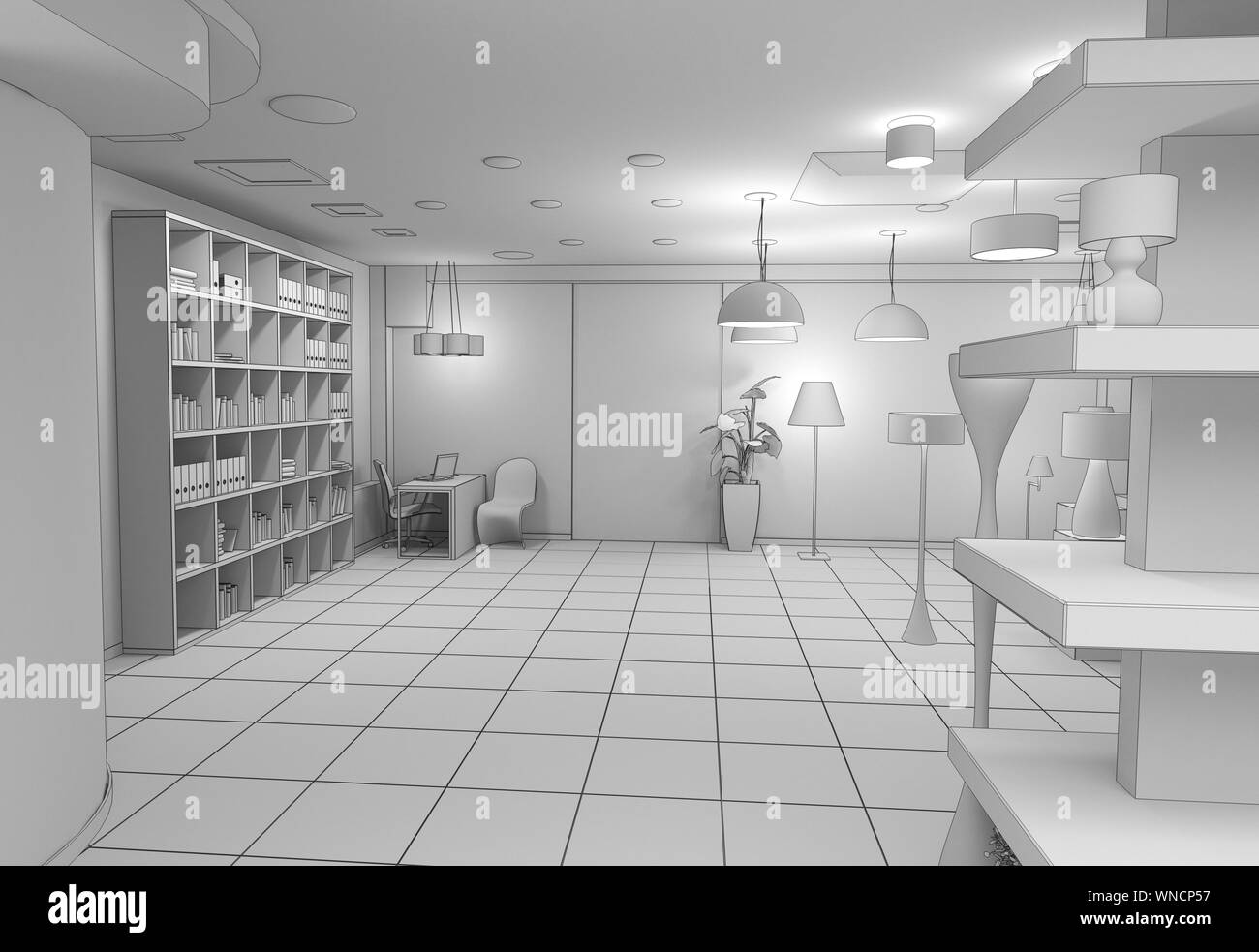 Exhibition Hall Interior Visualization 3D Illustration Stock Photo