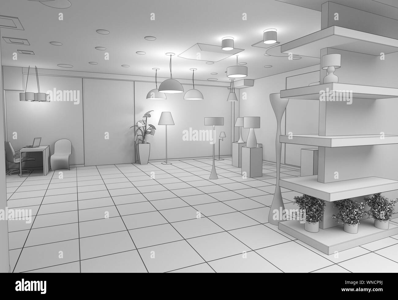 Exhibition Hall Interior Visualization 3D Illustration Stock Photo