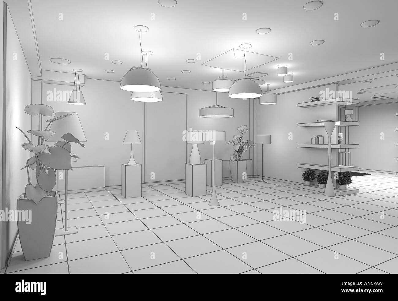 exhibition hall, interior visualization, 3D illustration Stock Photo ...