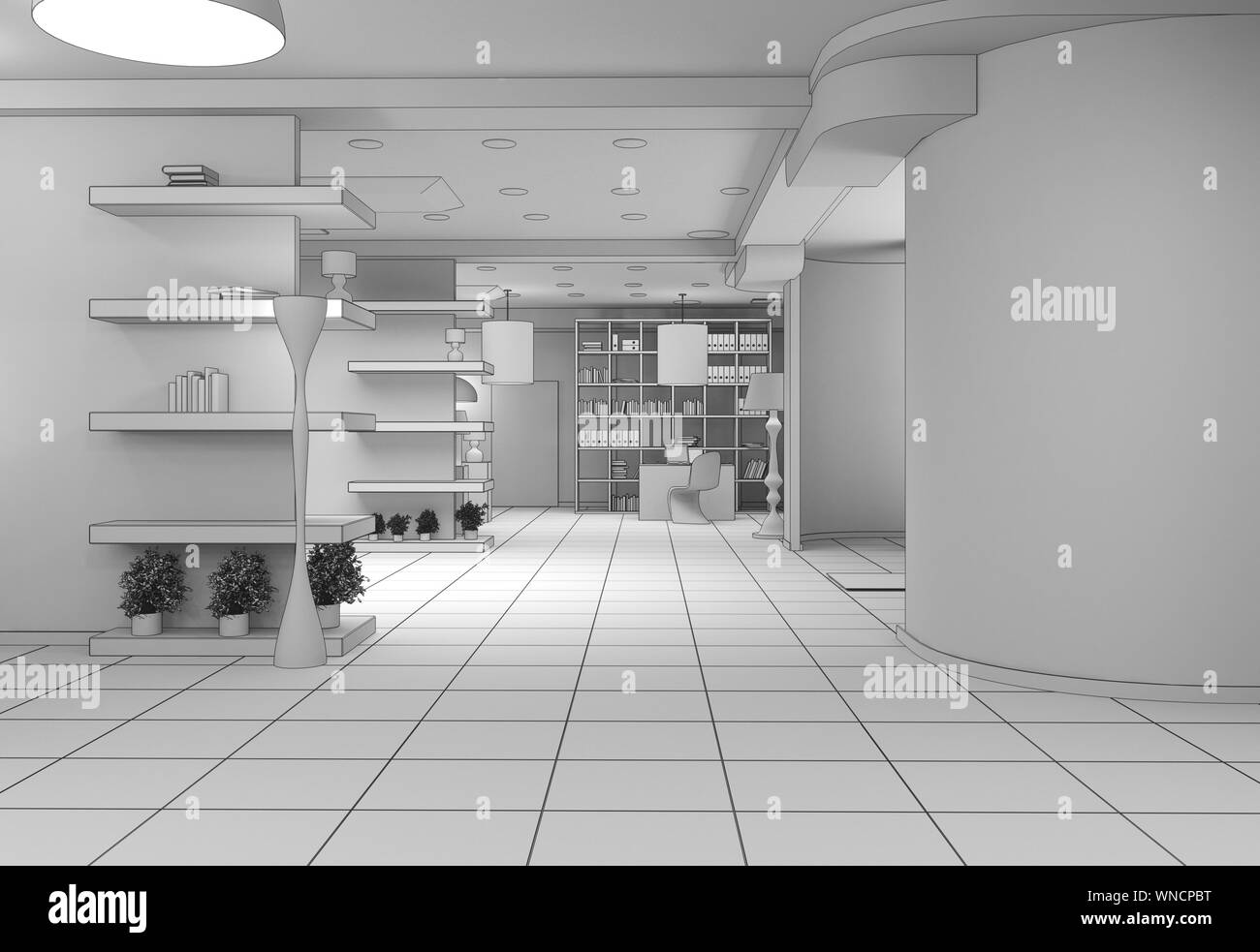 exhibition hall, interior visualization, 3D illustration Stock Photo ...