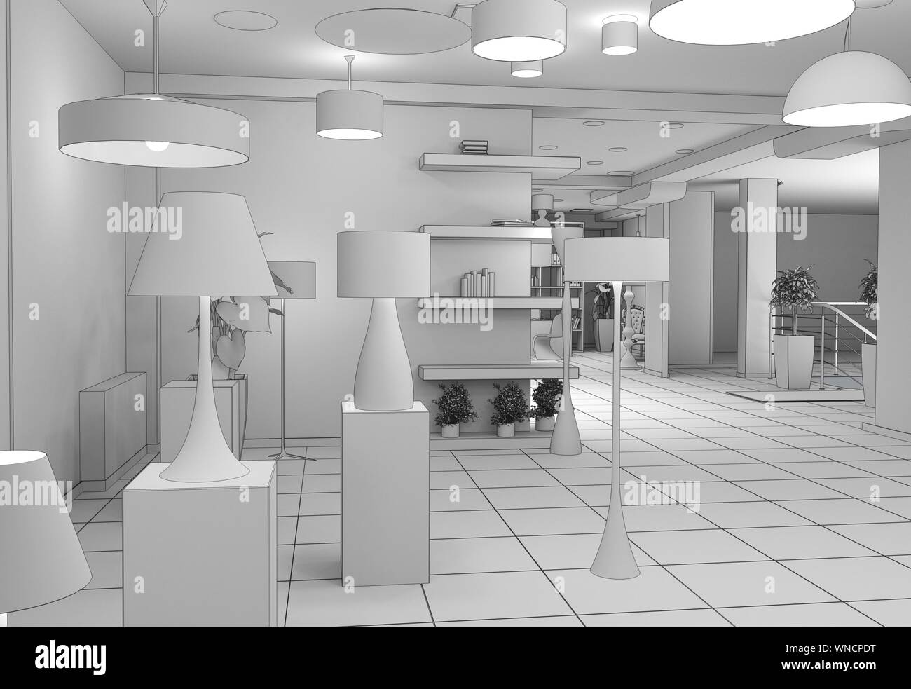 exhibition hall, interior visualization, 3D illustration Stock Photo ...