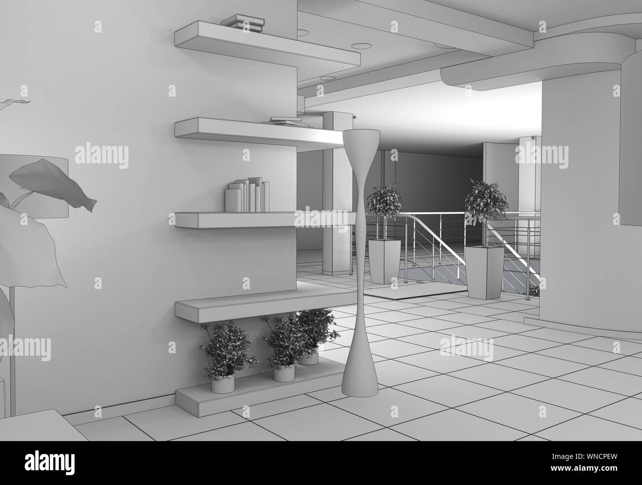 exhibition hall, interior visualization, 3D illustration Stock Photo ...
