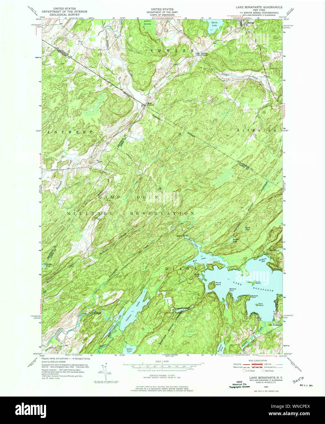 New York NY Lake Bonaparte 130160 1951 24000 Restoration Stock Photo