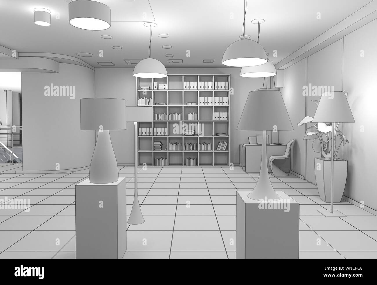 exhibition hall, interior visualization, 3D illustration Stock Photo ...