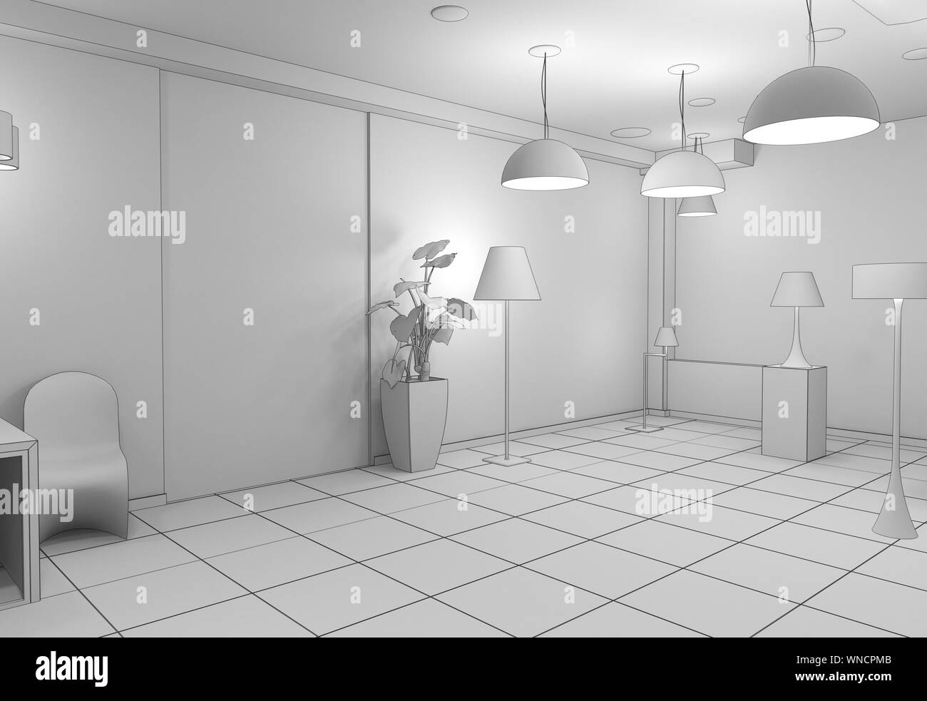 Exhibition Hall Interior Visualization 3D Illustration Stock Photo