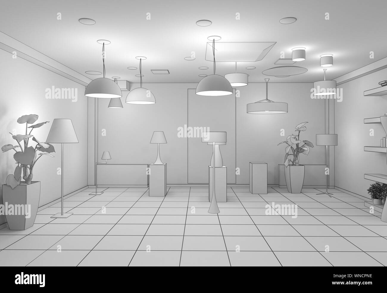exhibition hall, interior visualization, 3D illustration Stock Photo ...