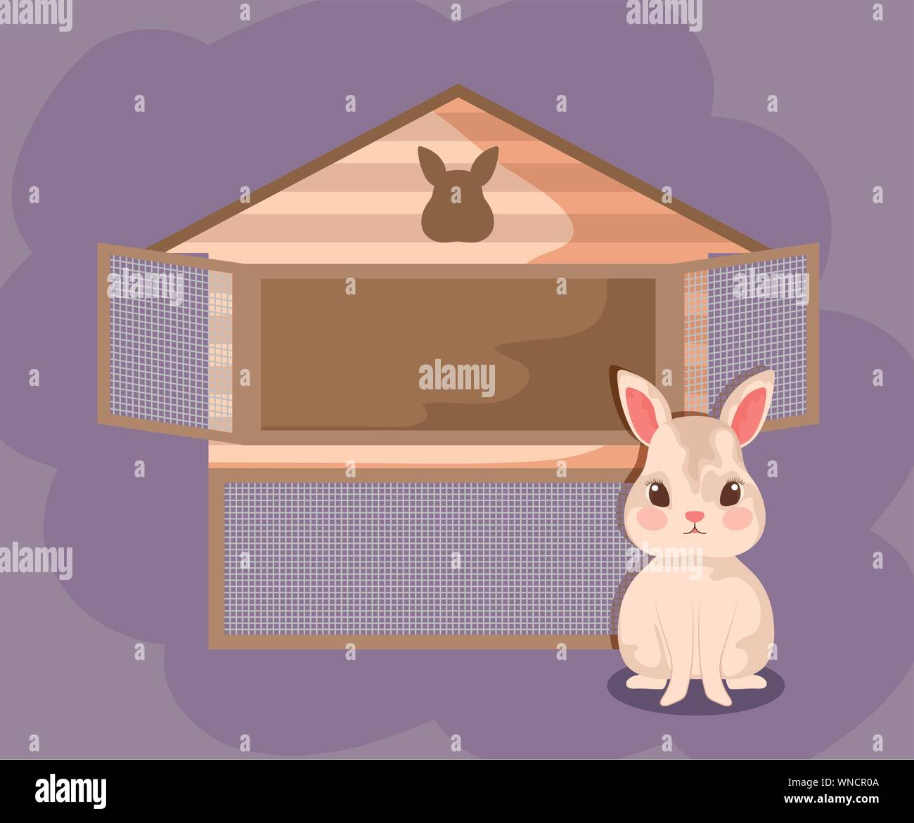 Drawing House For Rabbit cute rabbit baby animal with house vector illustration design Stock ...