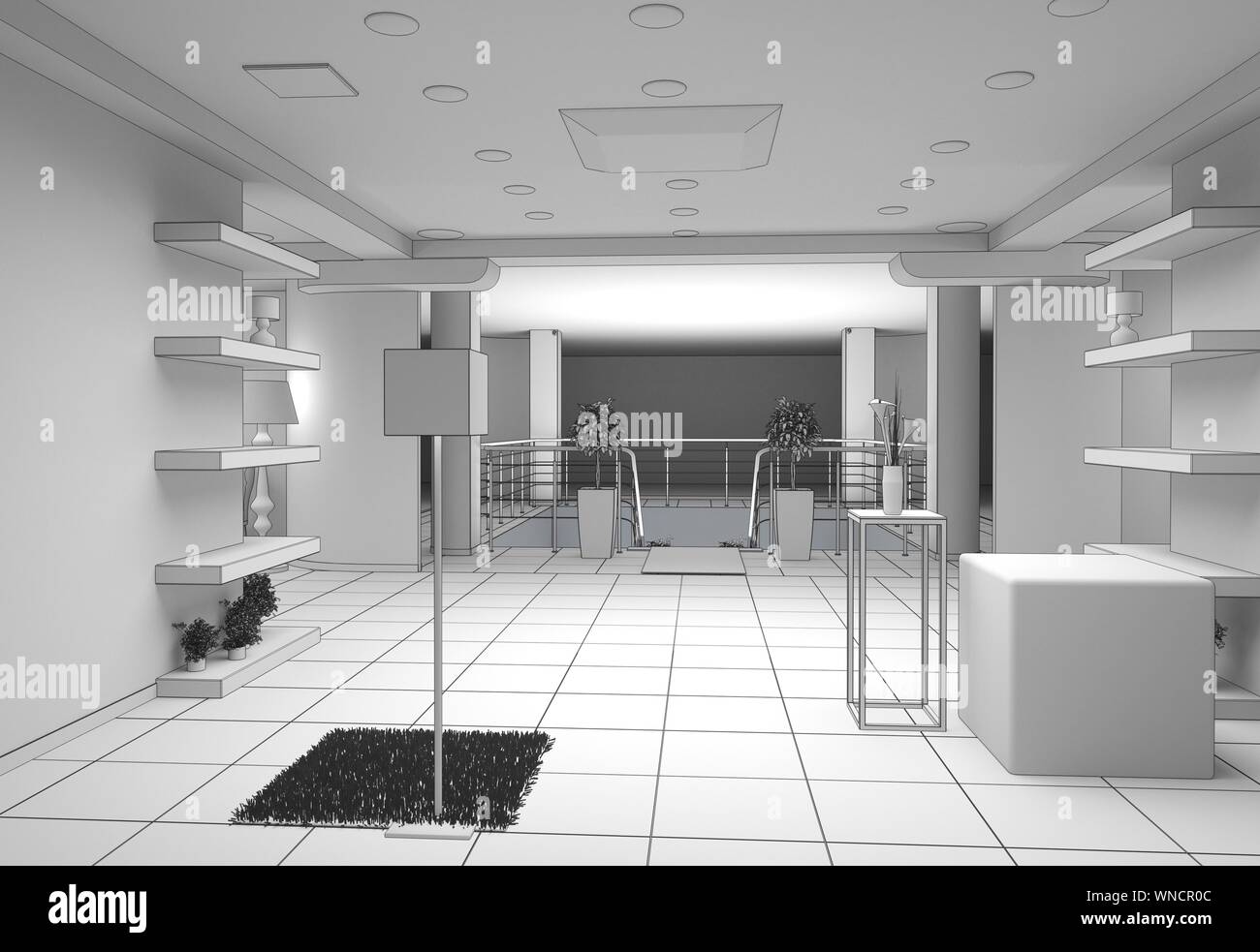 exhibition hall, interior visualization, 3D illustration Stock Photo ...