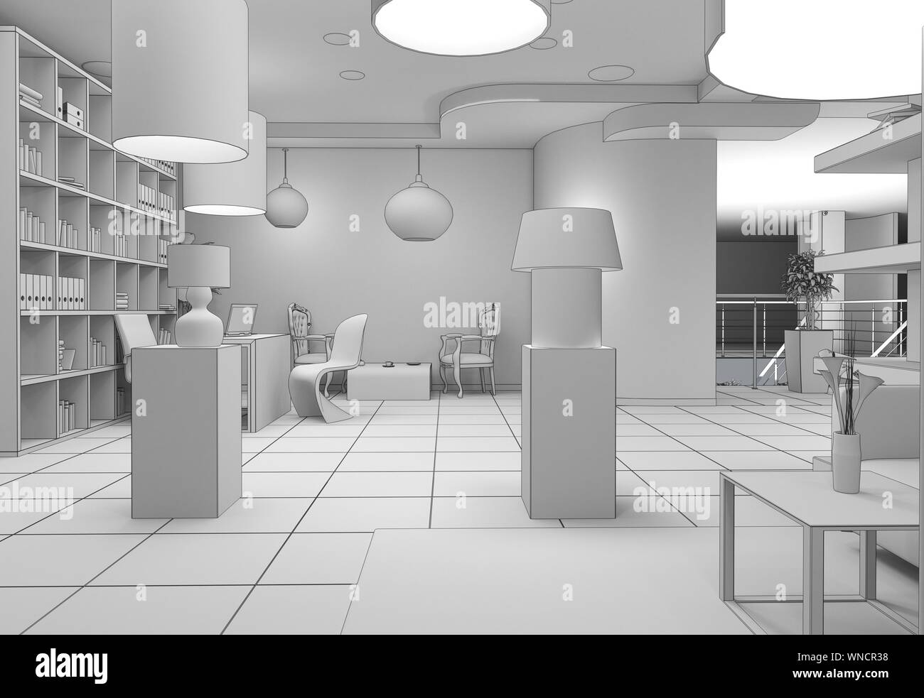 exhibition hall, interior visualization, 3D illustration Stock Photo ...