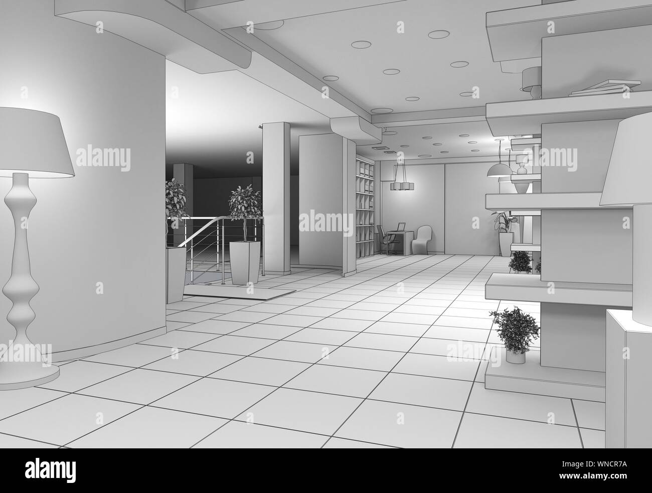 exhibition hall, interior visualization, 3D illustration Stock Photo ...