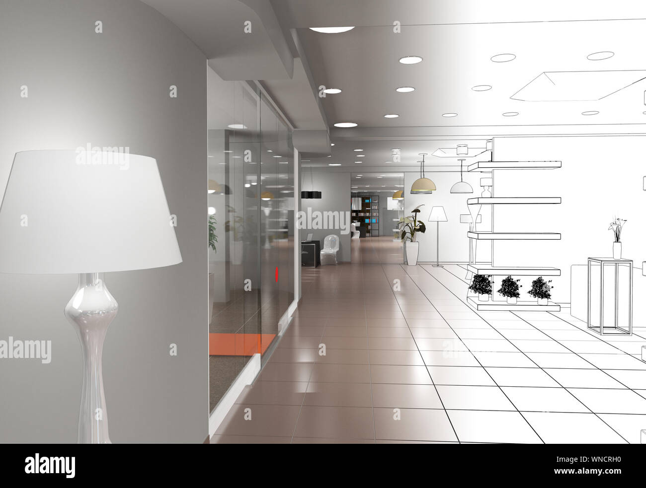 exhibition hall, interior visualization, 3D illustration Stock Photo ...