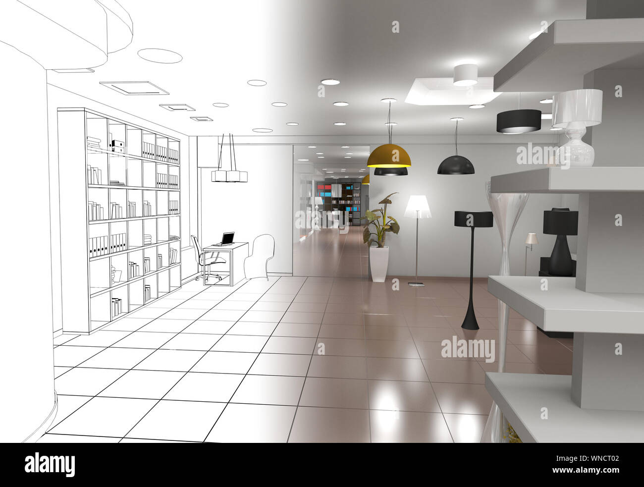 exhibition hall, interior visualization, 3D illustration Stock Photo ...