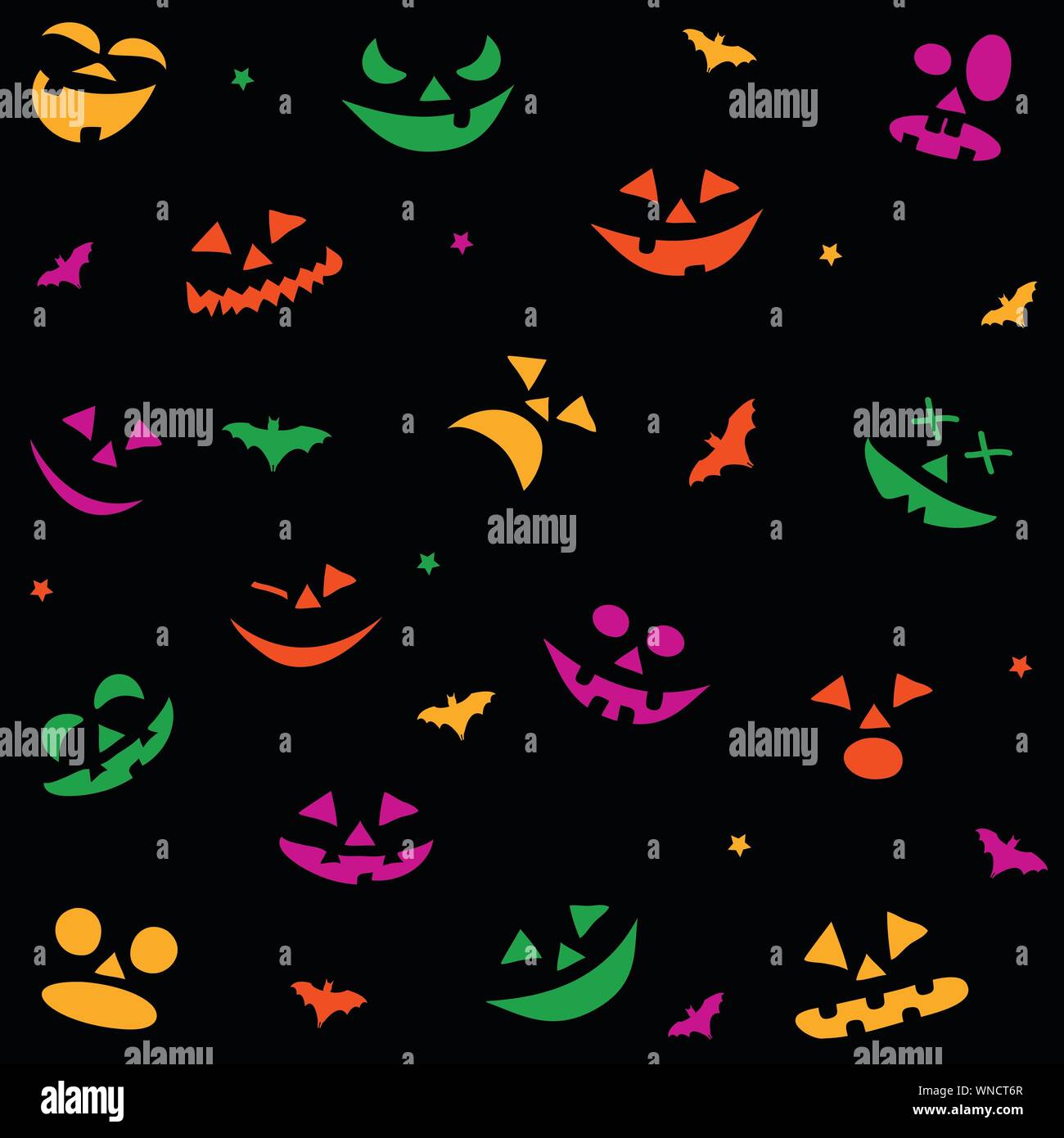 Halloween seamless pattern with pumpkins faces Stock Vector