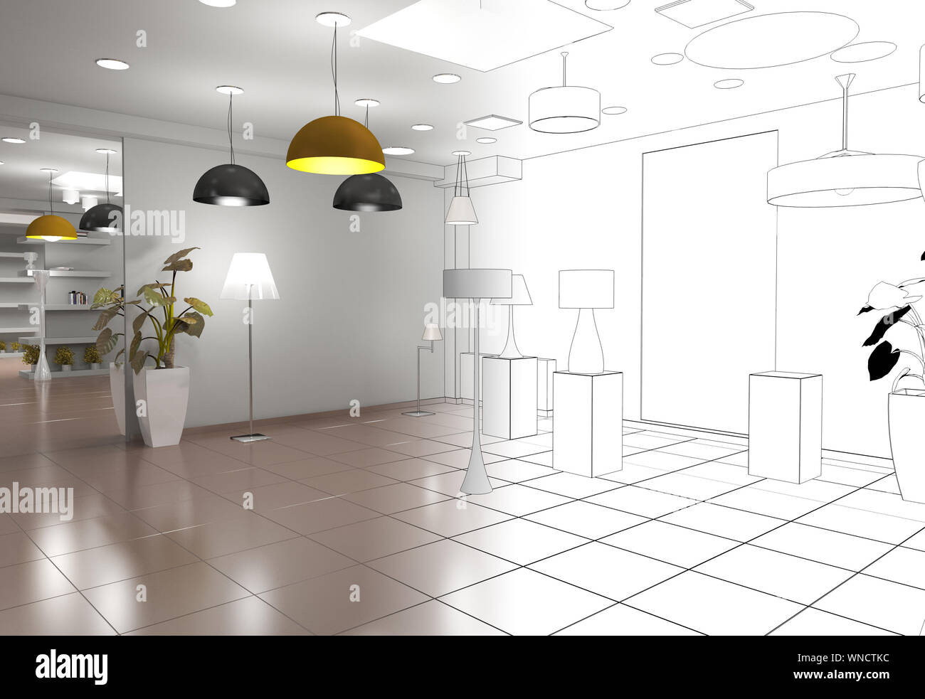exhibition hall, interior visualization, 3D illustration Stock Photo ...