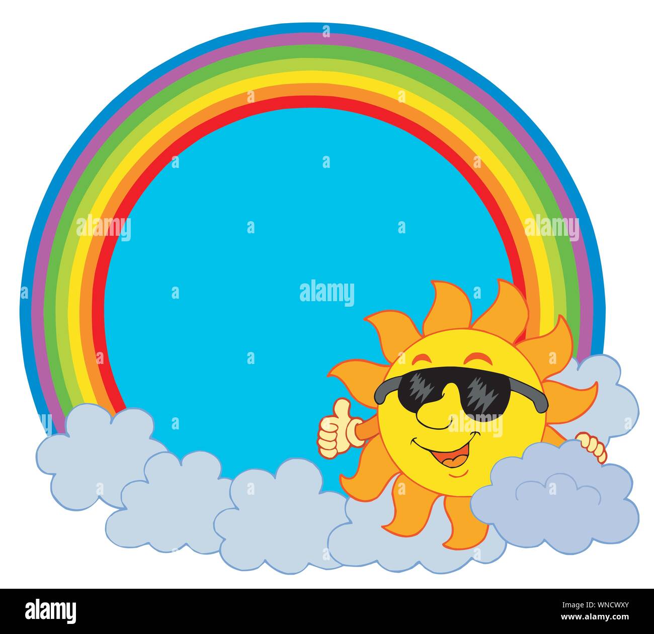 Sun with cloud in rainbow circle Stock Vector Image & Art - Alamy
