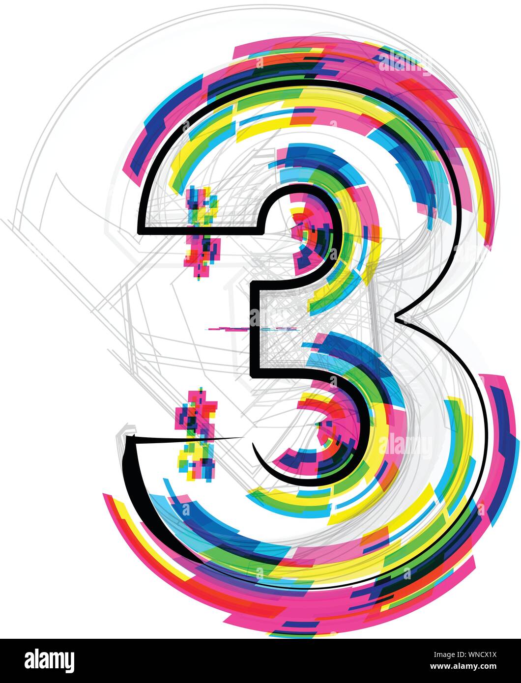  font Illustration. Number 3. Vector illustration Stock Vector Image ...