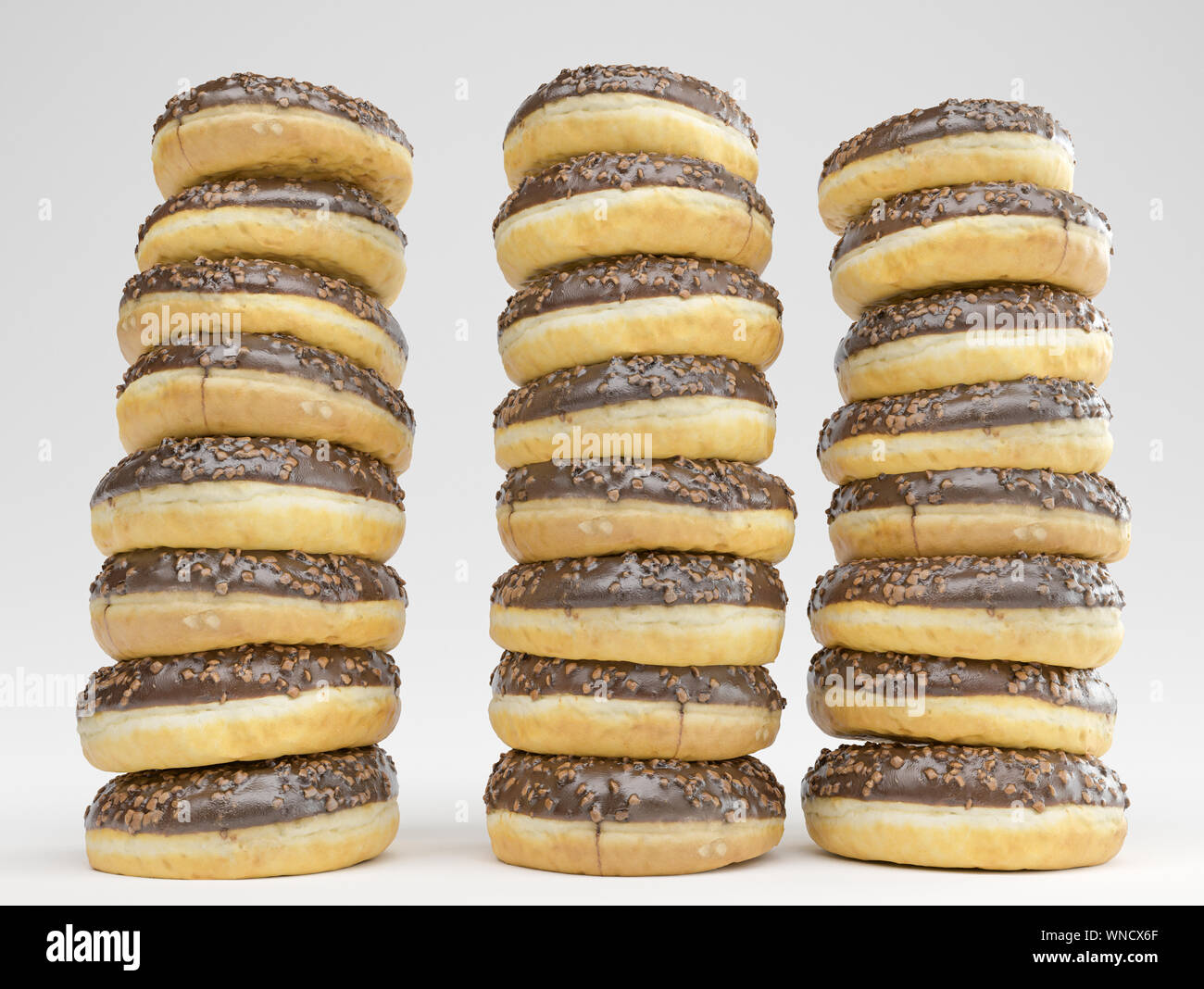 Pile of donuts on white background - 3D Rendering Stock Photo - Alamy