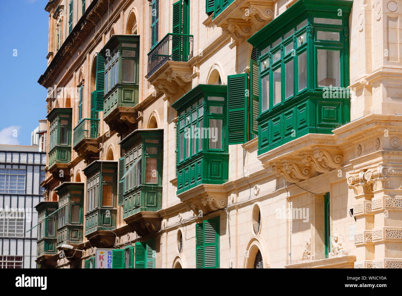 A street in the city of Valletta, Malta. Stock Photo