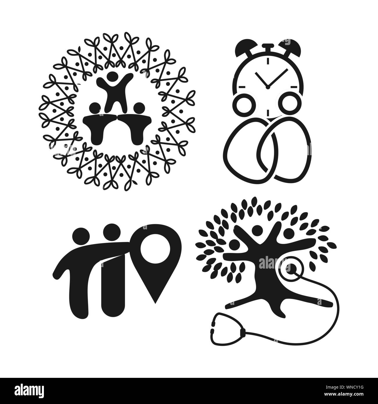 Commitment Teamwork Together Business Black Logo Illustration Vector ...