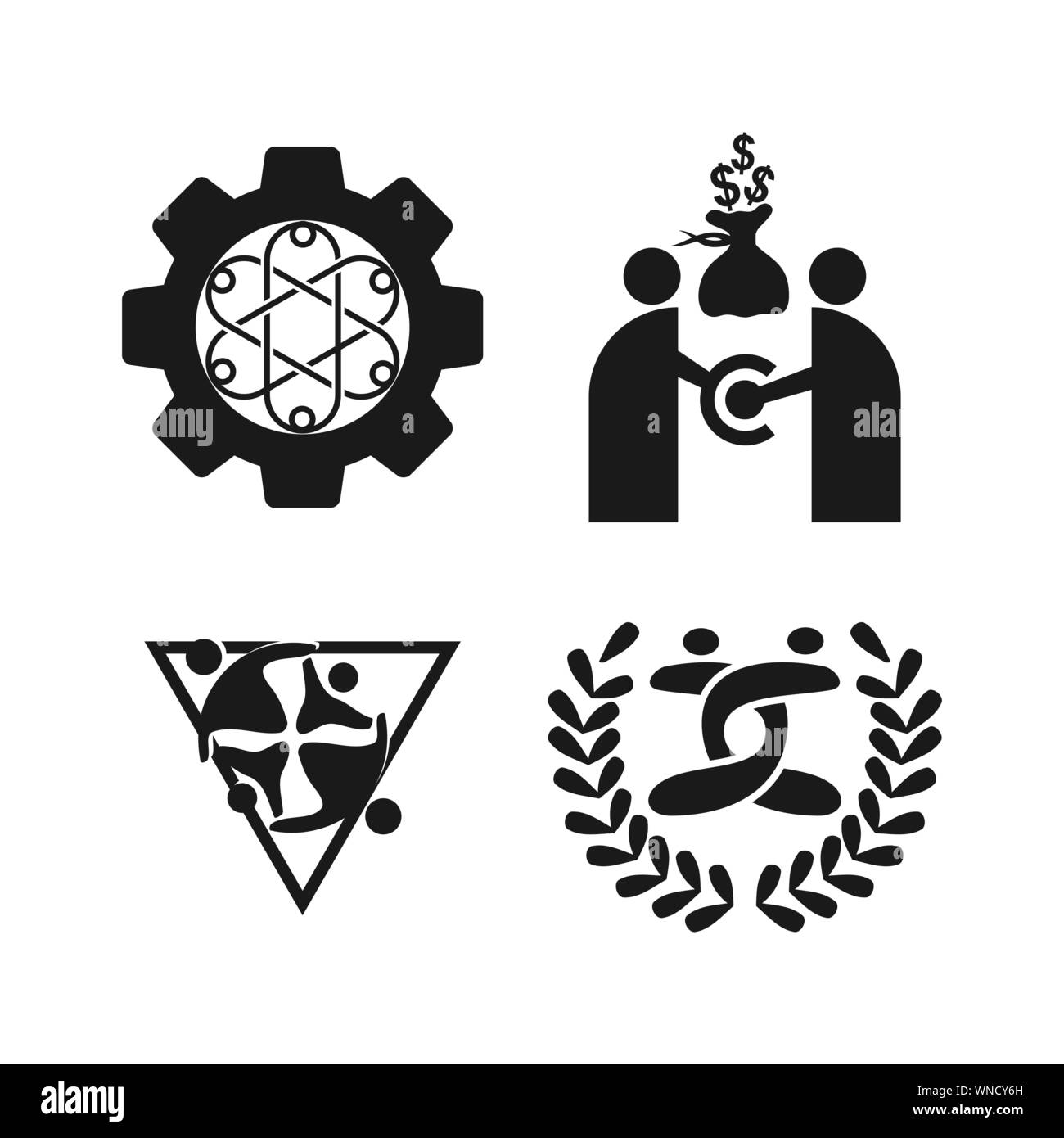 Commitment Teamwork Together Business Black Logo Illustration Vector ...