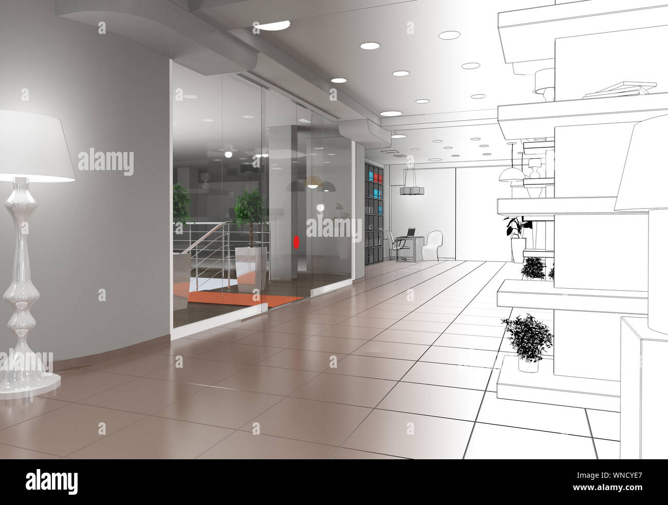 exhibition hall, interior visualization, 3D illustration Stock Photo ...