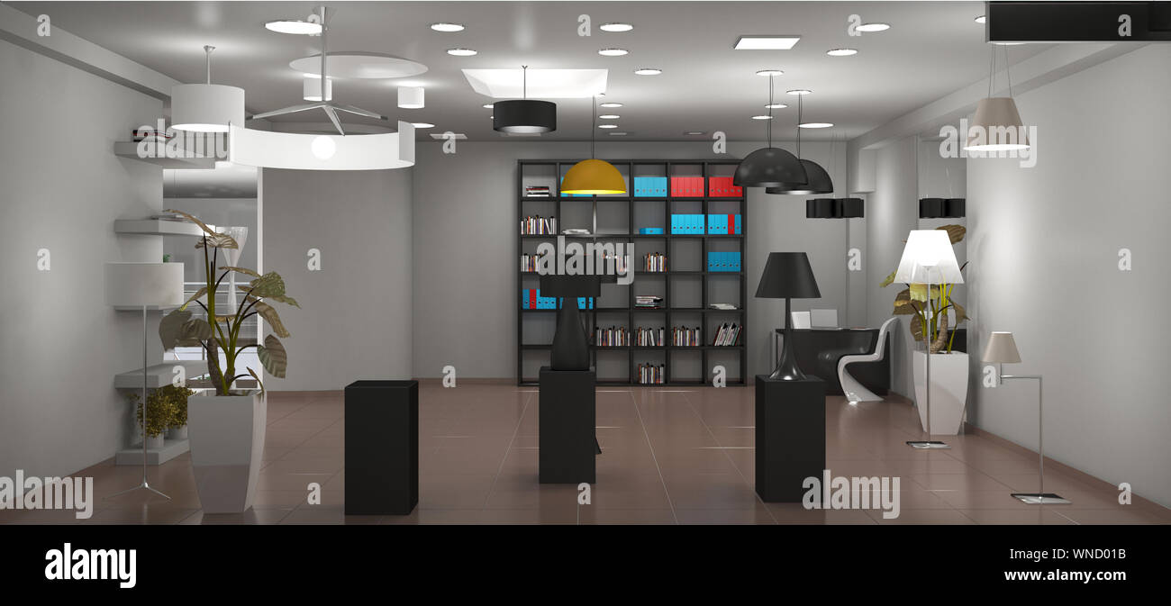 exhibition hall, interior visualization, 3D illustration Stock Photo ...
