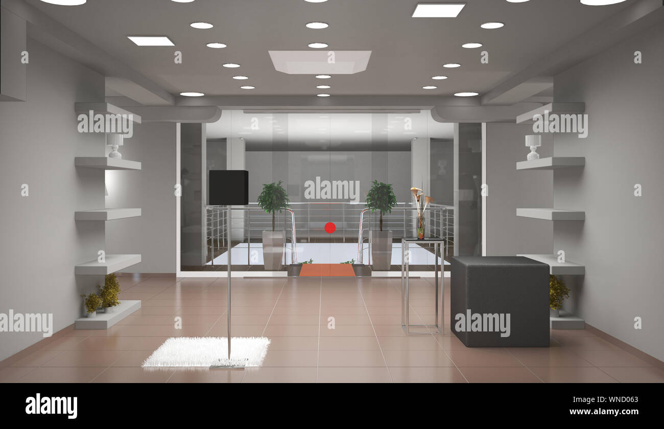 exhibition hall, interior visualization, 3D illustration Stock Photo ...