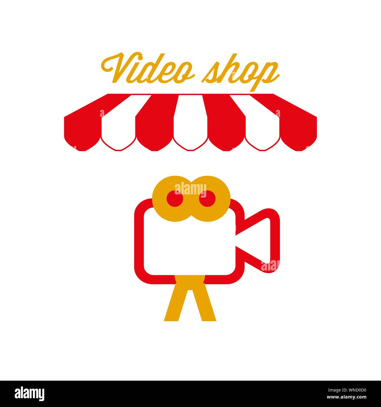 Video Shop Sign, Emblem. Red and White Striped Awning Tent. Movie ...