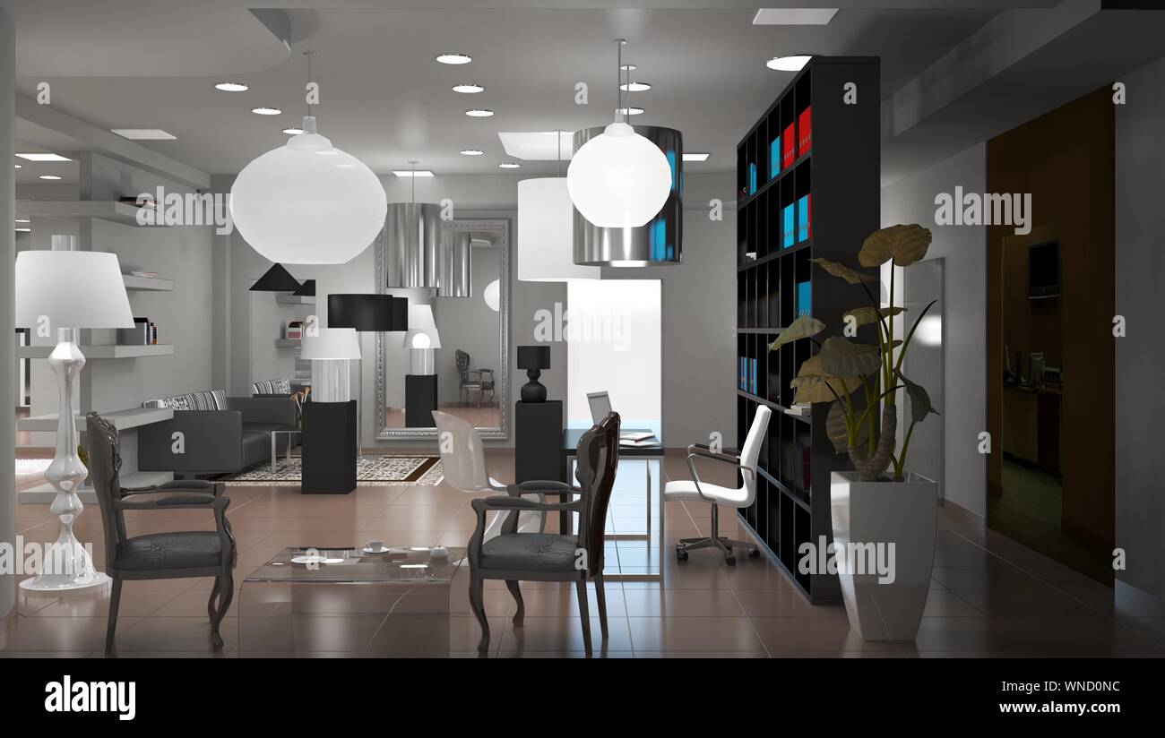 exhibition hall, interior visualization, 3D illustration Stock Photo ...