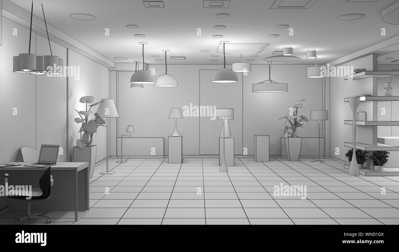 Exhibition Hall Interior Visualization 3D Illustration Stock Photo