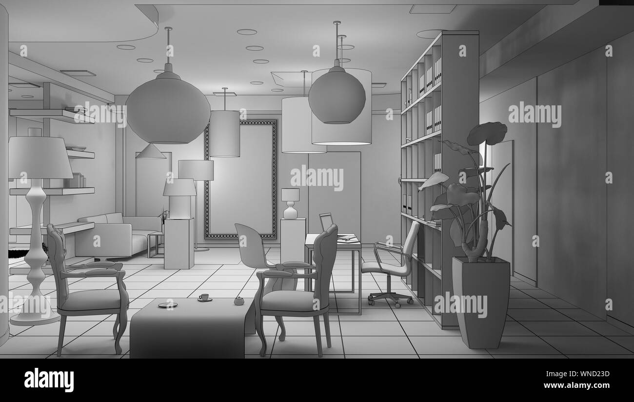 exhibition hall, interior visualization, 3D illustration Stock Photo ...