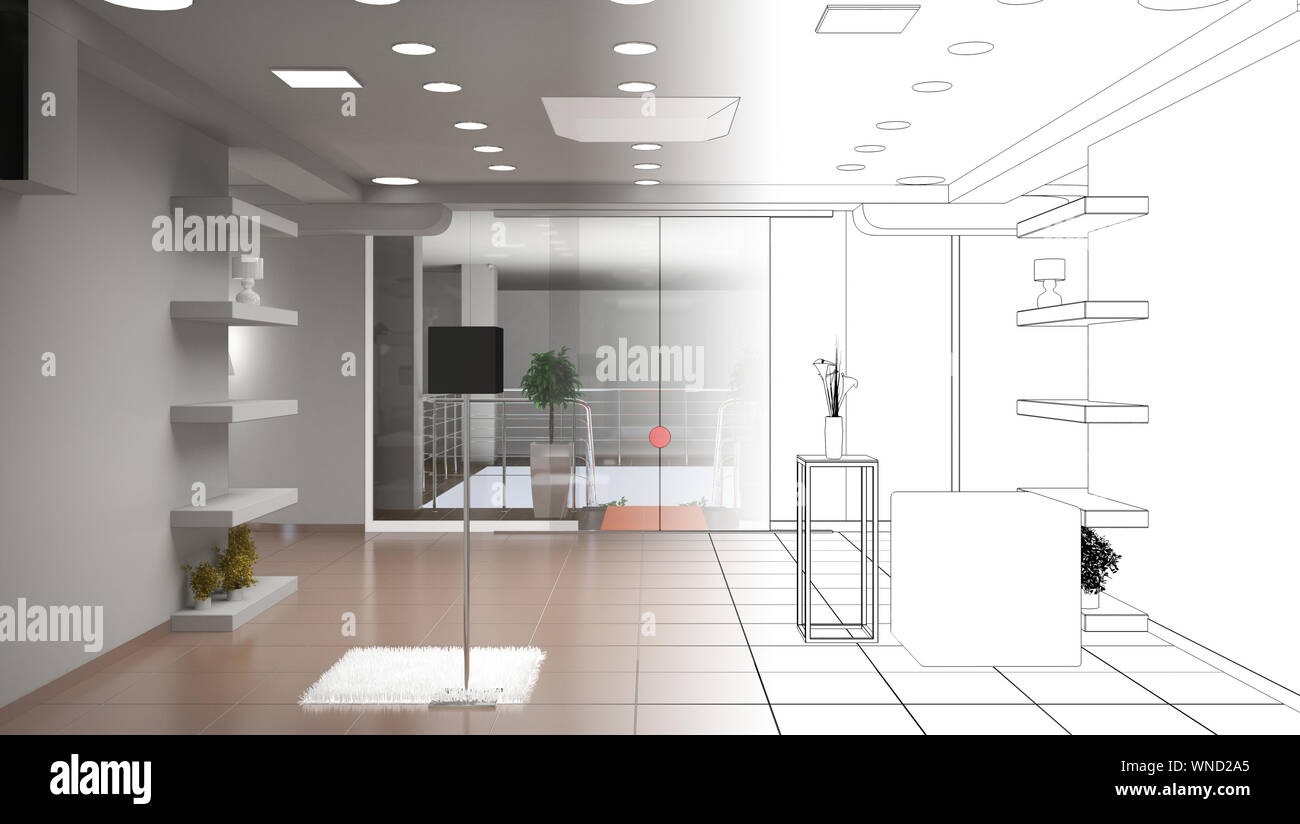 exhibition hall, interior visualization, 3D illustration Stock Photo ...