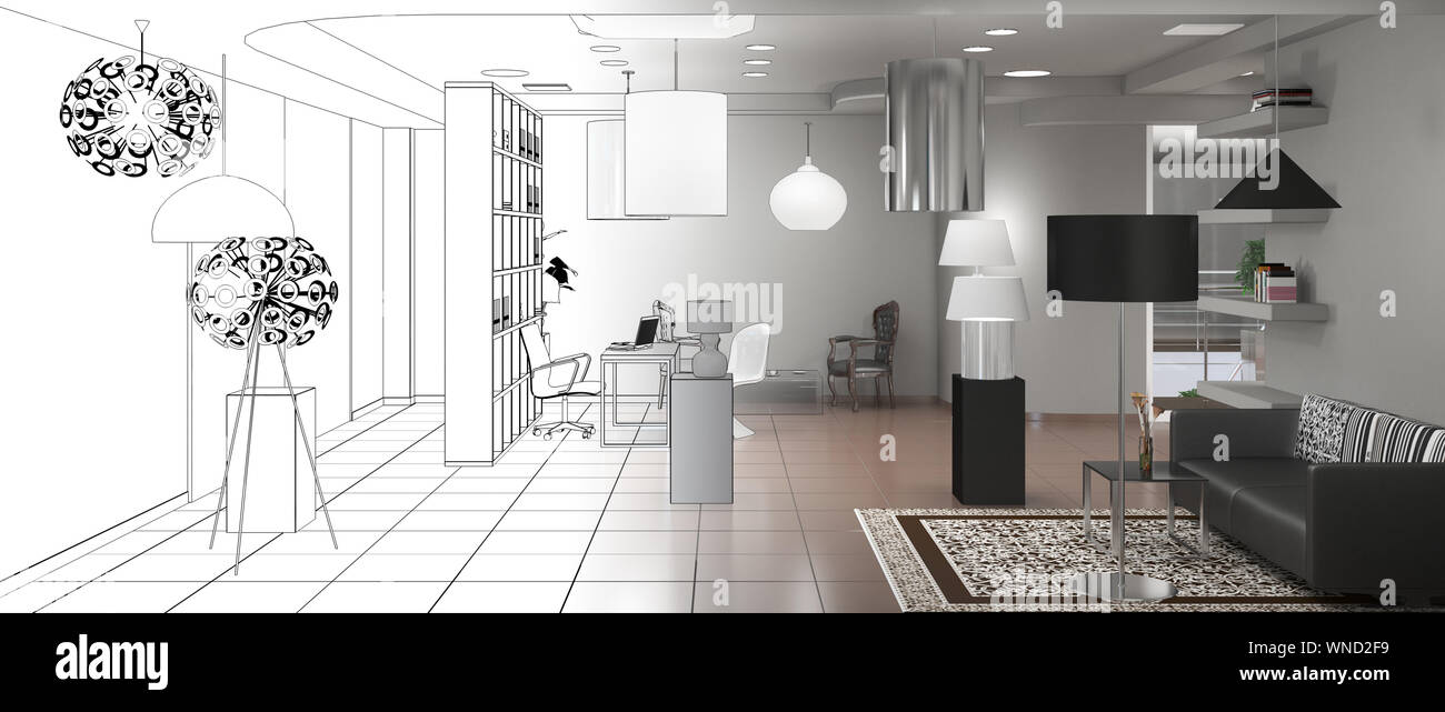 exhibition hall, interior visualization, 3D illustration Stock Photo ...