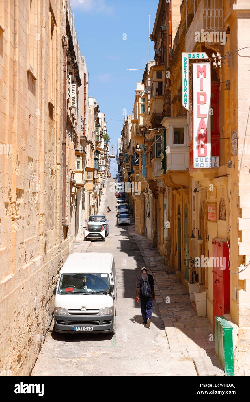 Midland Restaurant Bar and Guest House in Valletta, Malta Stock Photo