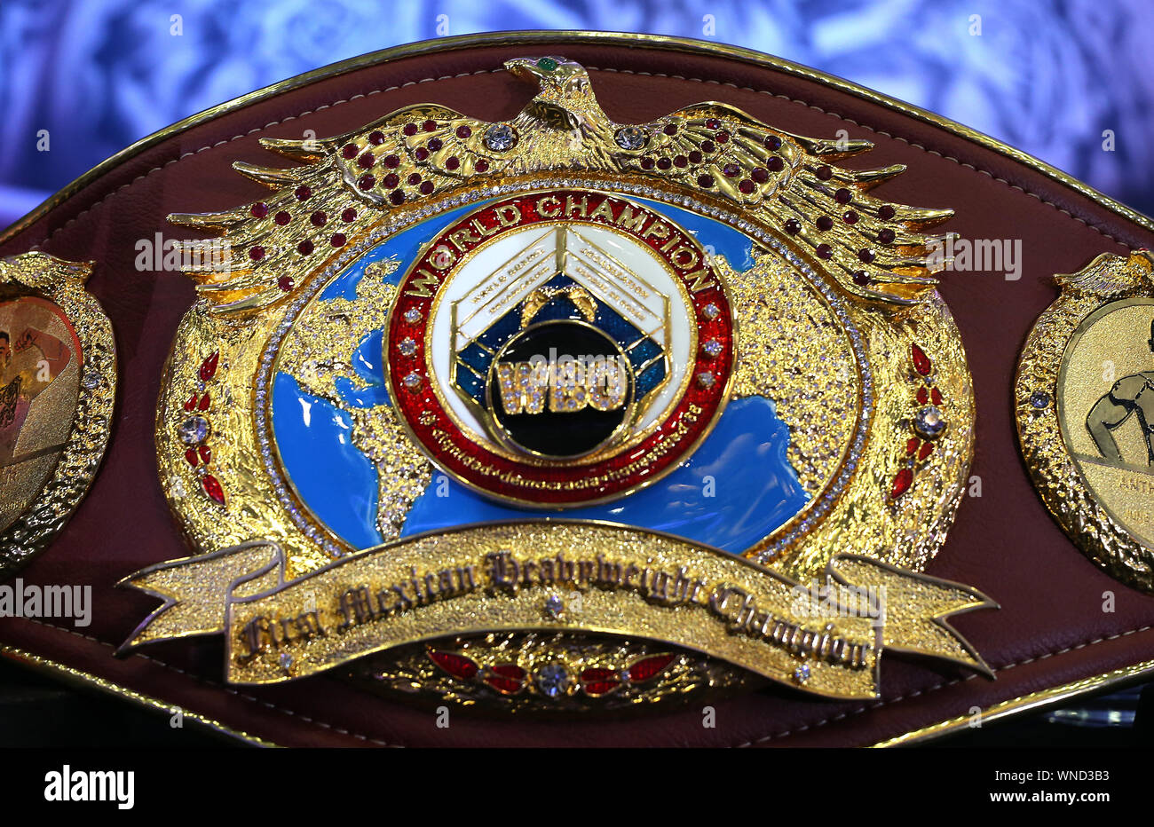 A general view of the WBO World Champion belt during a press conference