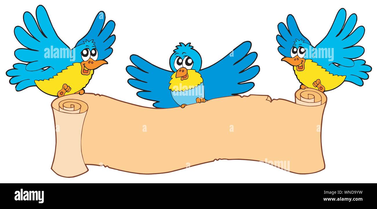 Three birds with parchment Stock Vector Image & Art Alamy
