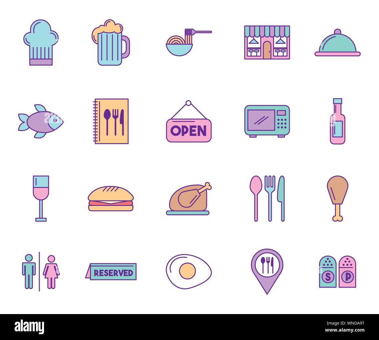 bundle of restaurant service set icons Stock Vector Image & Art - Alamy