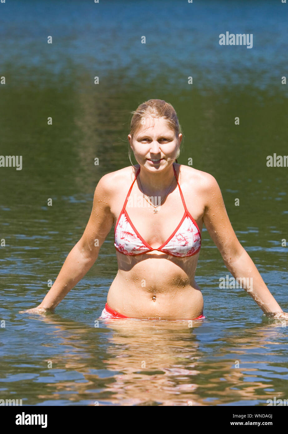 Woman lake wet bikini hi-res stock photography and images - Alamy