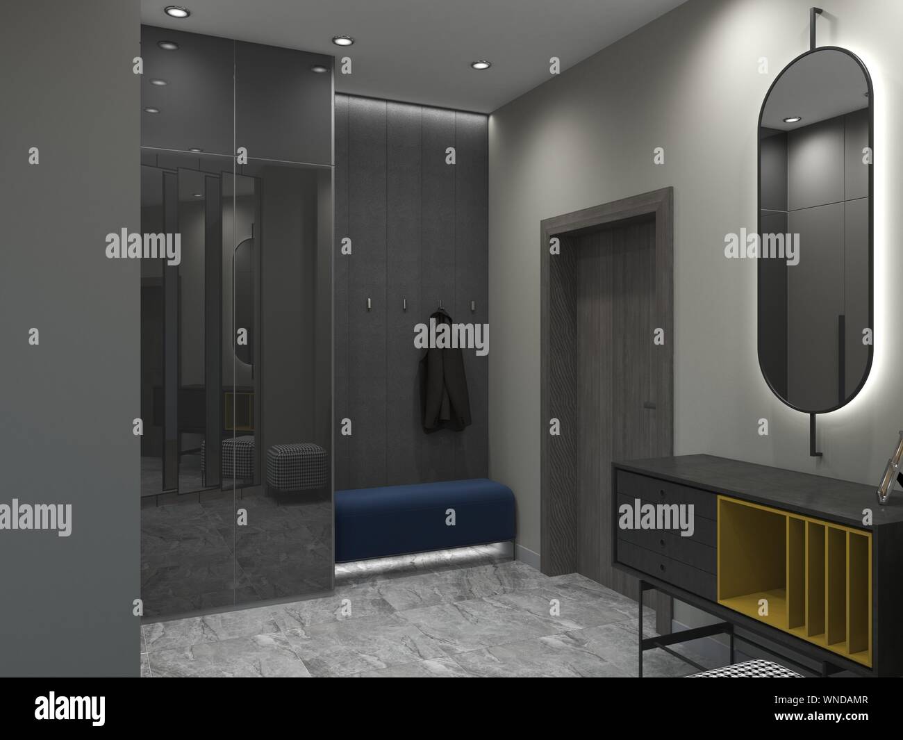 hallway, interior visualization, 3D illustration Stock Photo - Alamy