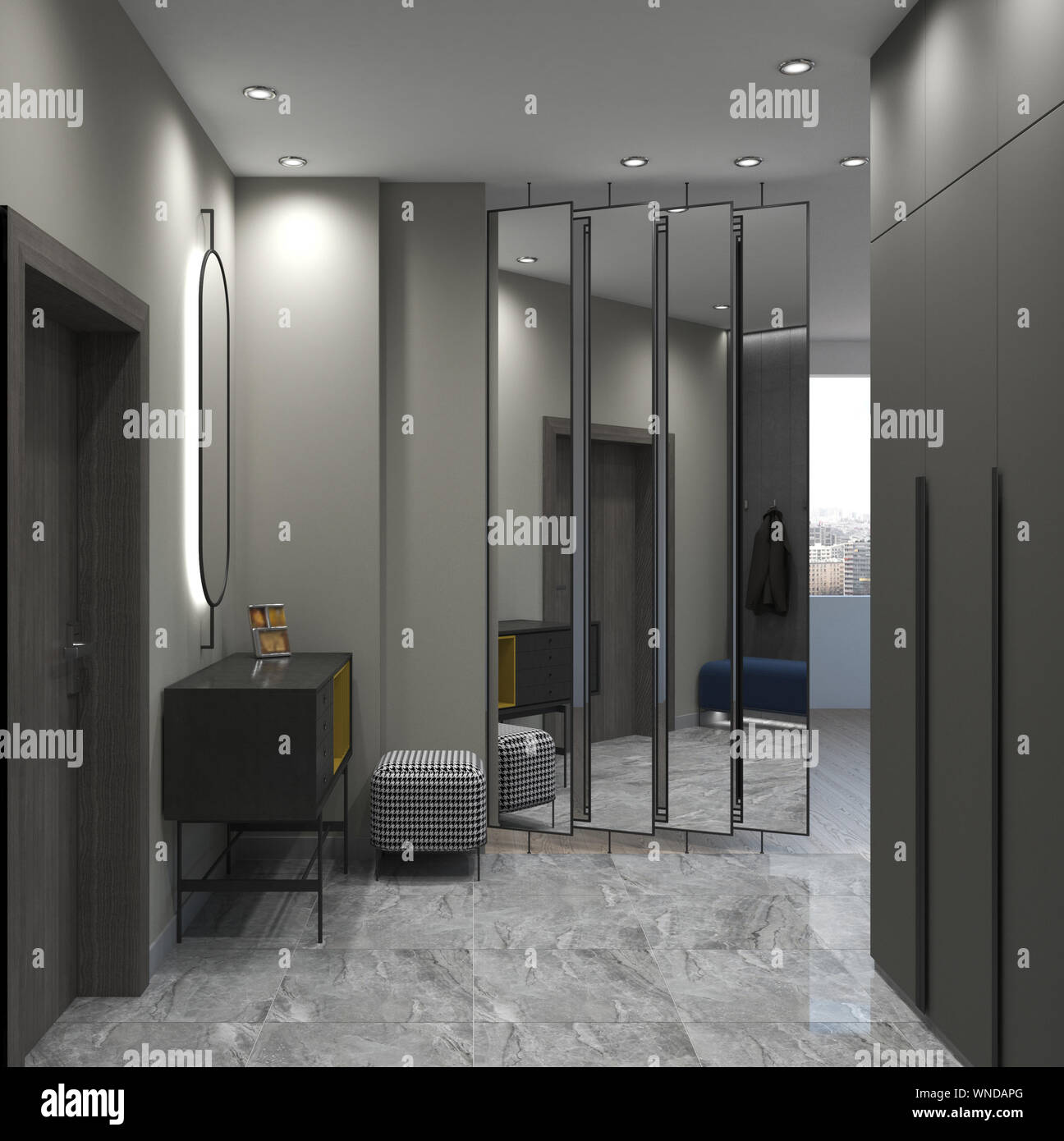 hallway, interior visualization, 3D illustration Stock Photo - Alamy