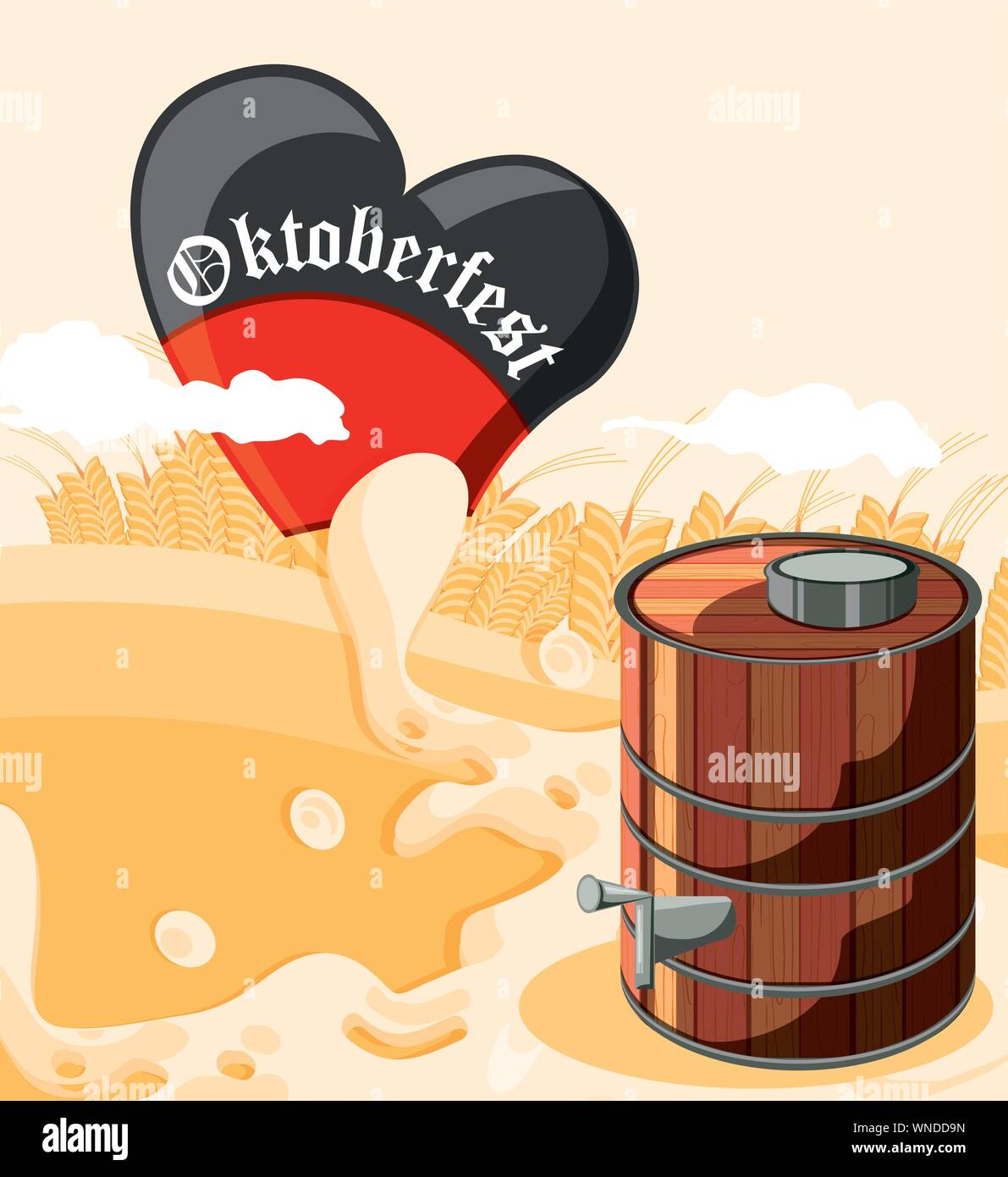 oktoberfest celebration day with beer barrel vector illustration design ...