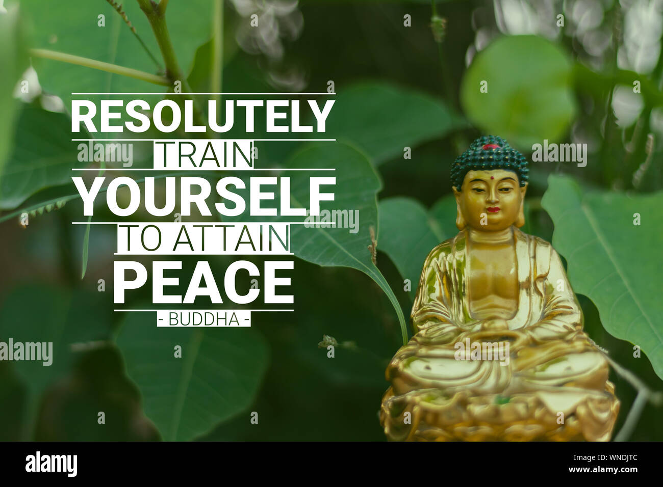 Resolutrly train yourself to attain peace - buddha (2) Stock Photo