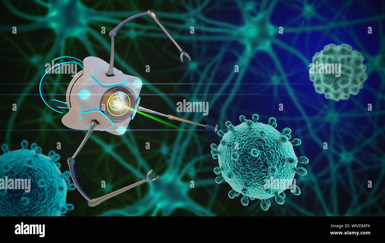 Nano robot 3D render. Medical concept future. Stock Photo
