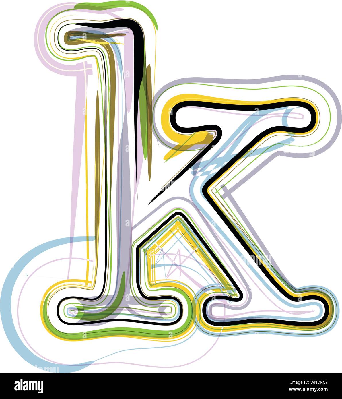 Organic Font illustration. Letter k Stock Vector