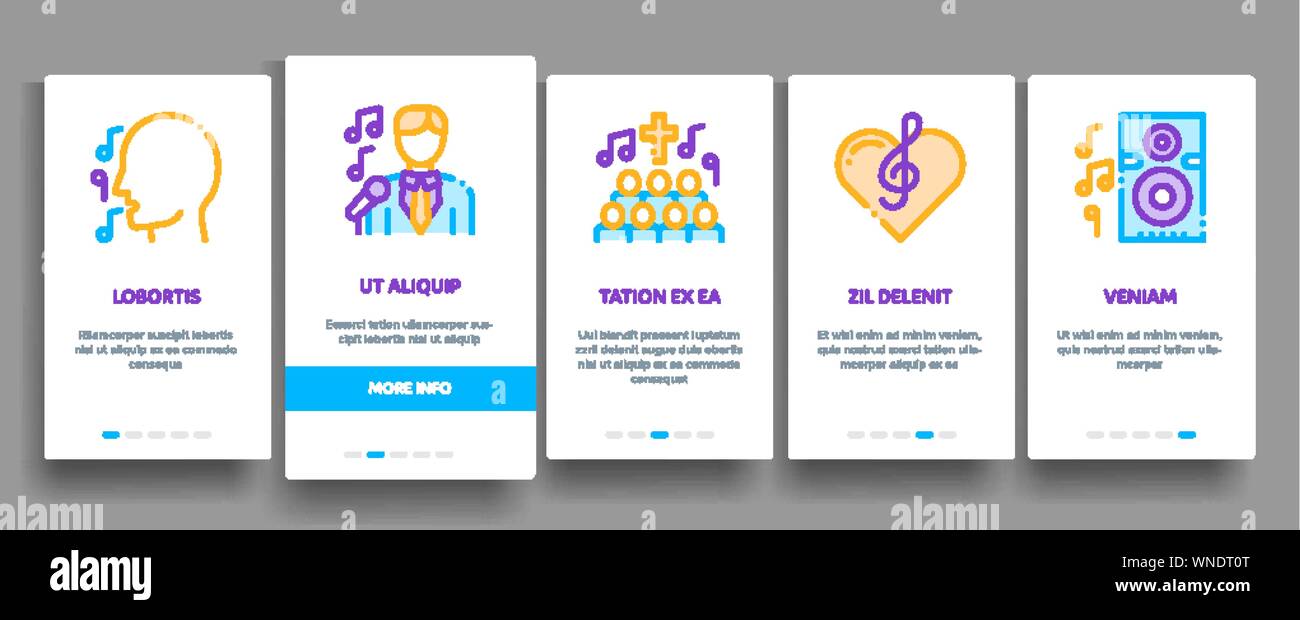 Singing Song Elements Vector Onboarding Stock Vector