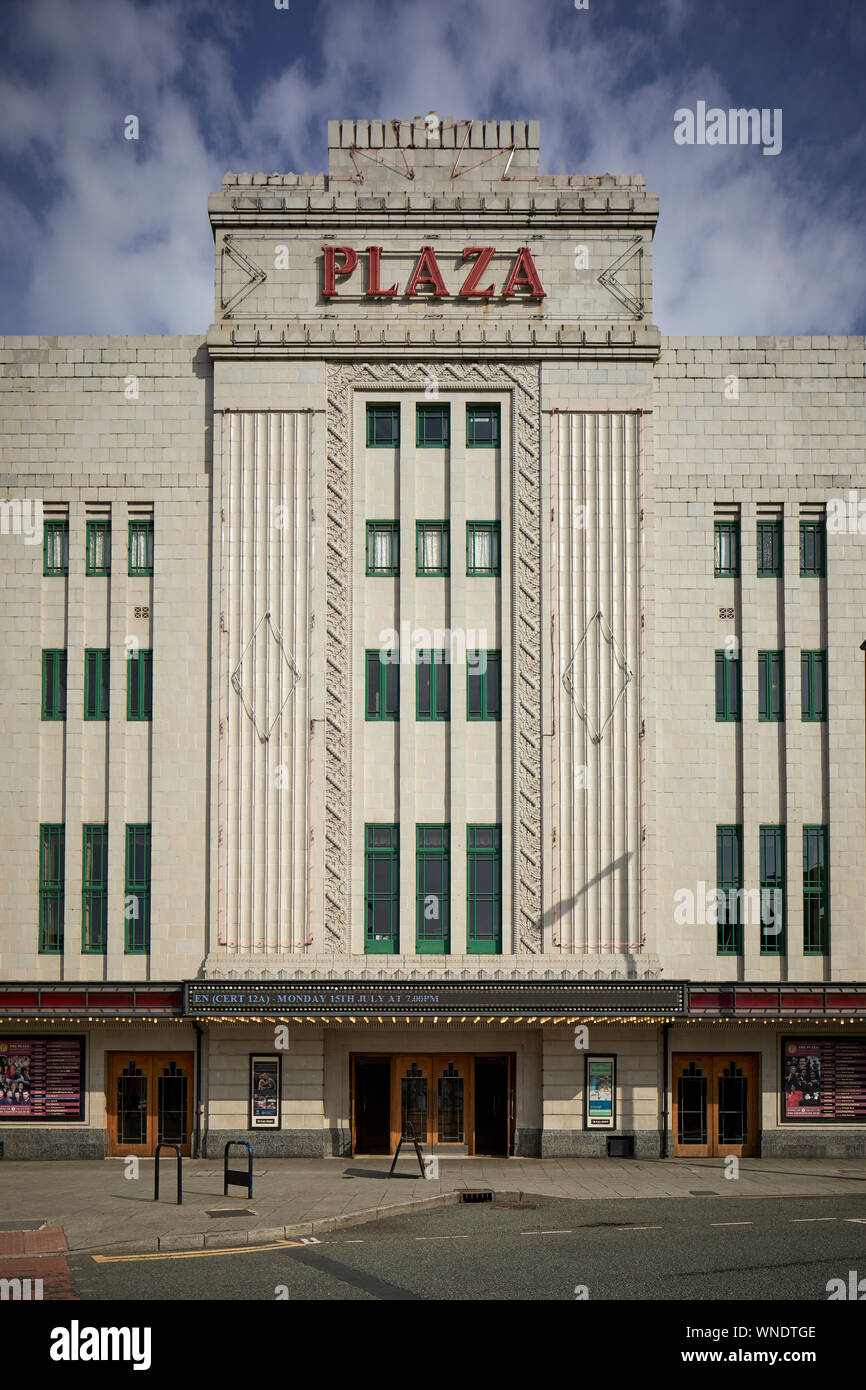 Restored historical art deco Plaza Super Cinema and Variety Theatre cinema in Stockport 1932 Grade II* listed building by architect William Thornley Stock Photo