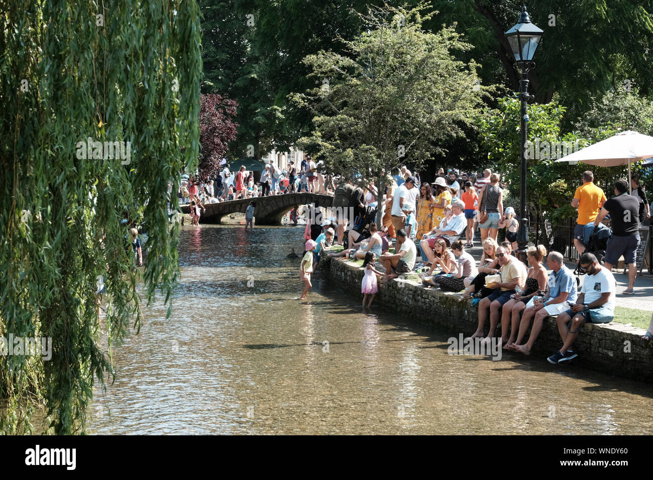 August Bank Holiday festivities in Bourton-on-the Water Gloucestershire UK Stock Photo