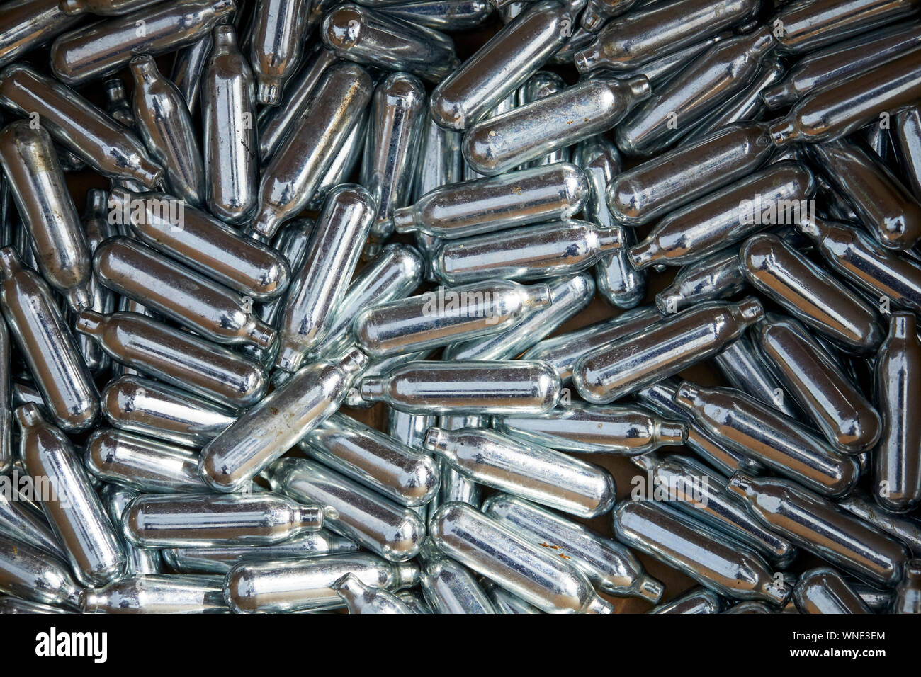 Discarded canisters of NITROUS oxide, laughing gas or 'hippy crack