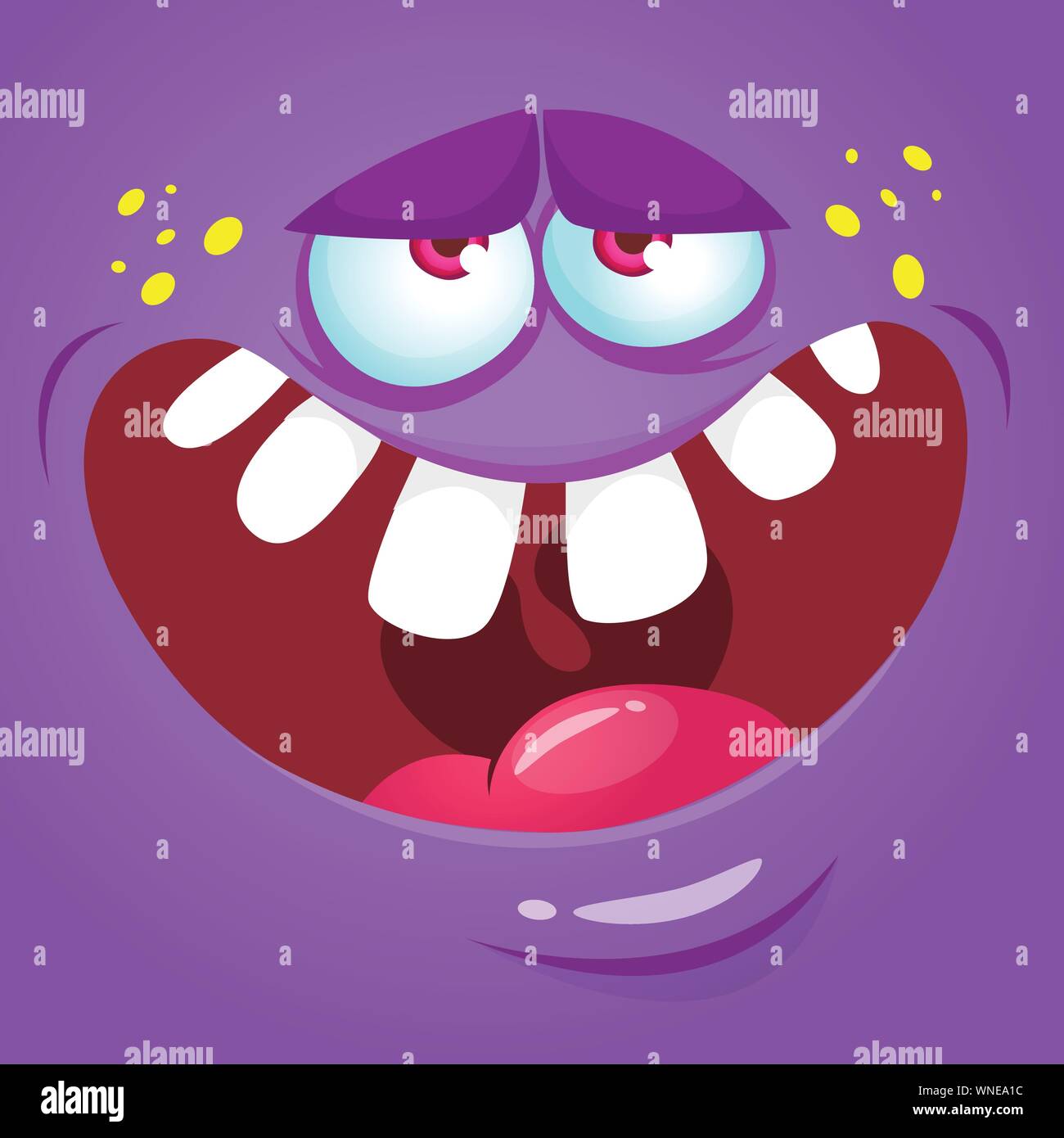 Cartoon Monster Face Vector Halloween Violet Monster Avatar Stock Vector Image And Art Alamy