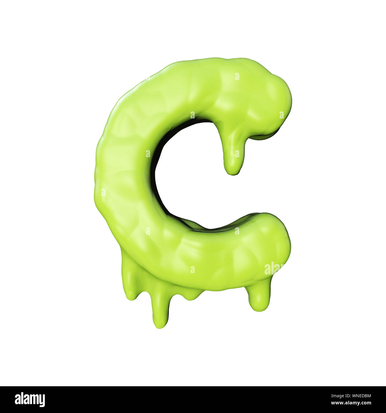 Letter C green slime oozing halloween font. 3D Rendering Stock Photo
